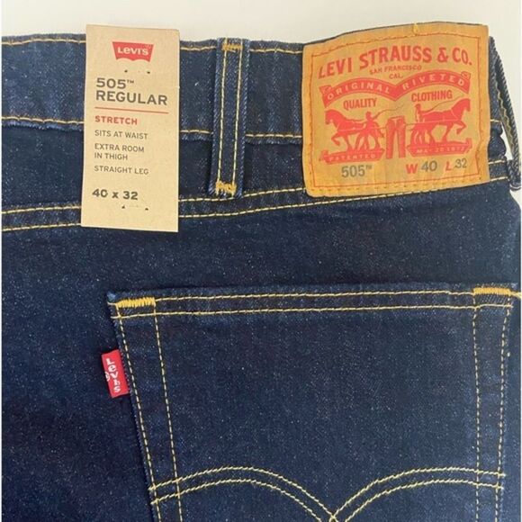 Levi's - 505 Regular Straight Jeans Dark Indigo - size 40 x 32 - Picture 9 of 9